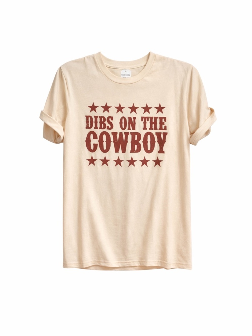 Graphic Tee Dibs on the Cowboy Shirt Cream Red Stars Casual Women's Size M